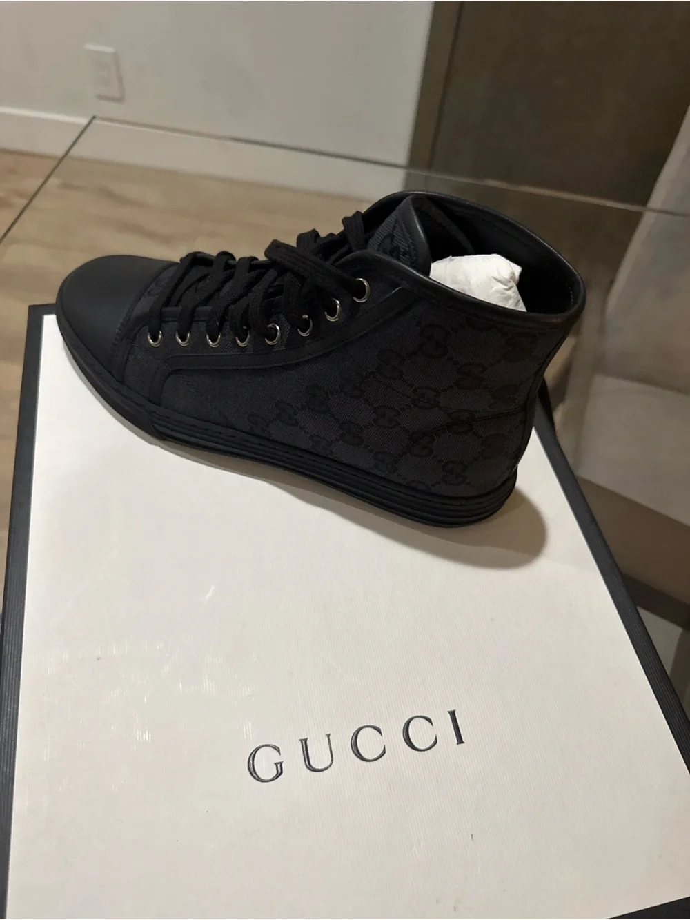 Gucci Black High-Top GG Canvas Sneaker
